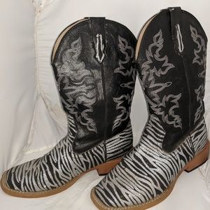 roper zebra glitter boots